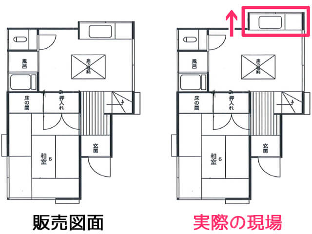 販売図面と実際の現場との差